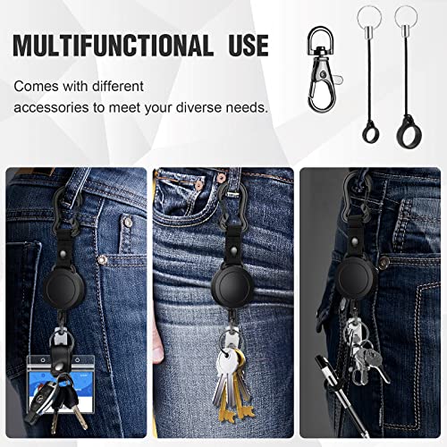 Maileto 2 Pack Heavy Duty Retractable ID Badge Holder Key Reel with Adjustable Breakaway Lanyard, Carabiner, Key Ring, Pen Holders, Lobster Clip, ID Badge Strap and 32” Retractable Cord, Hold Up to 15 Keys - Image 4