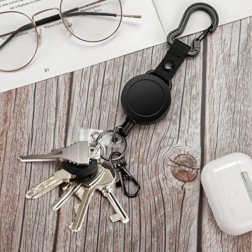 Maileto 2 Pack Heavy Duty Retractable ID Badge Holder Key Reel with Adjustable Breakaway Lanyard, Carabiner, Key Ring, Pen Holders, Lobster Clip, ID Badge Strap and 32” Retractable Cord, Hold Up to 15 Keys - Image 5