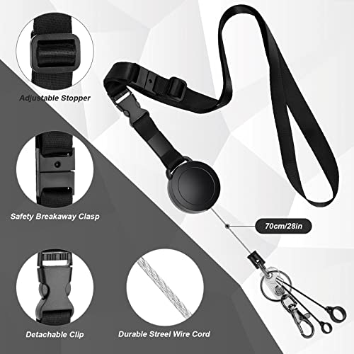 Maileto 2 Pack Heavy Duty Retractable ID Badge Holder Key Reel with Adjustable Breakaway Lanyard, Carabiner, Key Ring, Pen Holders, Lobster Clip, ID Badge Strap and 32” Retractable Cord, Hold Up to 15 Keys - Image 3