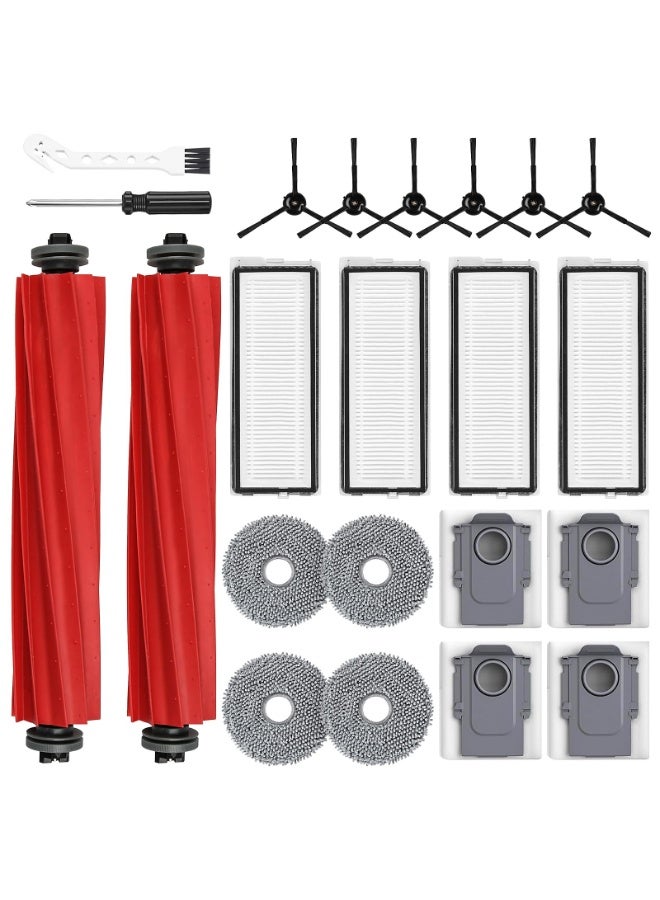 اكسيسن 22 قطعة من ملحقات الاستبدال لمكنسة روبوت Roborock Qrevo S/Qrevo Pro/Qrevo Plus/Qrevo MaxV، تشمل: 2 فرشاة رئيسية 4 فلاتر 4 أكياس غبار 4 فوط مسح 6 فرشاة جانبية 1 فرشاة تنظيف 1 مفك براغي - Image 1