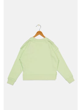 Jack Wills Kids Girl Crew Neck Printed Long Sleeves Sweatshirt, Lime Green  - Image 2