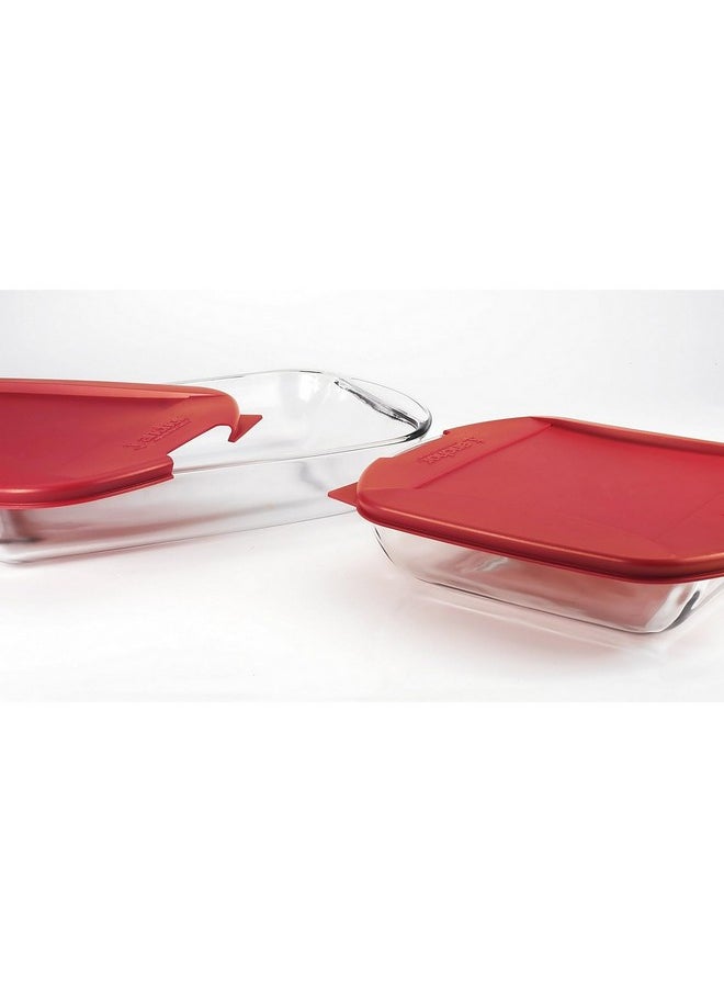 Anchor Hocking 4-Piece High Quality Rectangular Roaster with Lid Cherry and Clear 27.62 x 26.67 x 40.64 cm 14867L24  - Image 3