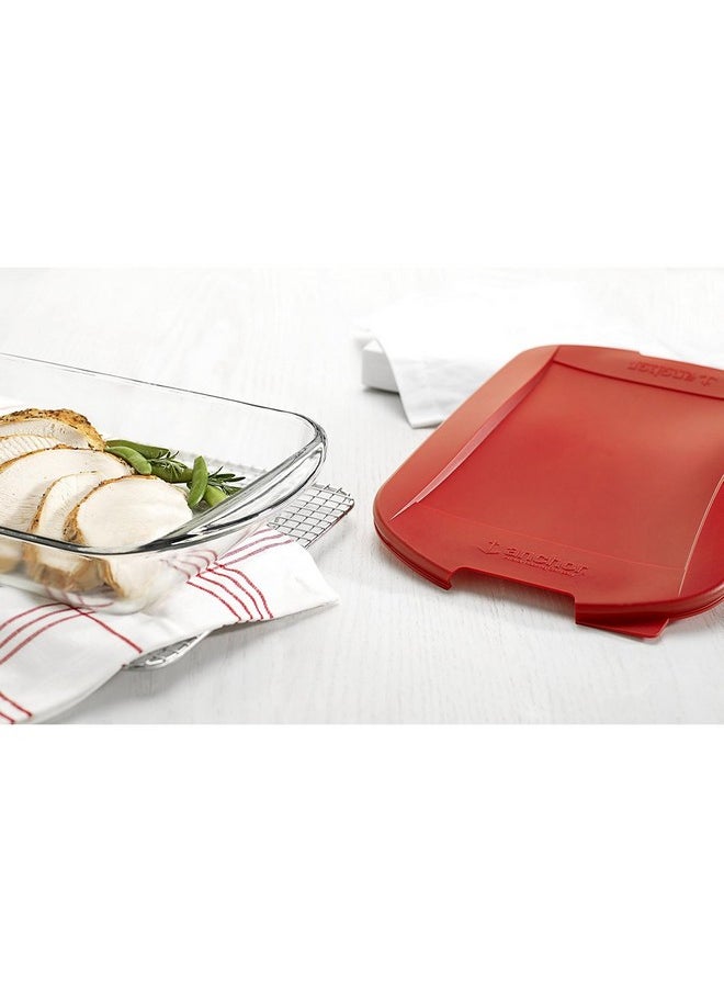 Anchor Hocking 4-Piece High Quality Rectangular Roaster with Lid Cherry and Clear 27.62 x 26.67 x 40.64 cm 14867L24  - Image 4