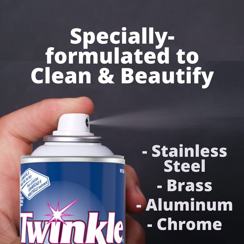 Diversey 991224 Twinkle Stainless Steel Cleaner & Polish, Removes Tarnish from Brass, Aluminum & Chrome, Lemon Scent, Aerosol Spray, 17-Ounce - Image 3
