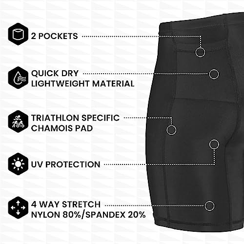 SLS3 Triathlon Shorts Mens – Tri Shorts Mens – 2 Pockets FRT – Designed by Athletes for Racing (Black, Large) - Image 3