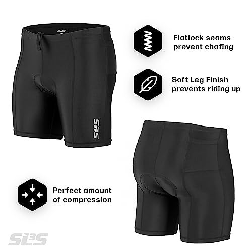 SLS3 Triathlon Shorts Mens – Tri Shorts Mens – 2 Pockets FRT – Designed by Athletes for Racing (Black, Large) - Image 2