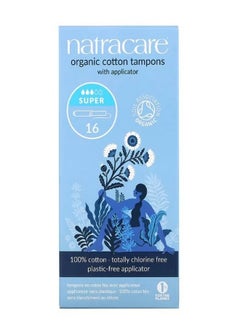 NATRACARE Organic Cotton Tampons with Applicator Super 16 Tampons  - Image 1