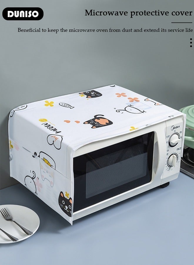 DUNISO Microwave Oven Dust Proof Cover Multi-Purpose Microwave Oven Top Cover with Side Storage Organizer Bags Microwave Oven Protector Dust and Oil Proof Cloth Decorative Kitchen Appliance Cover 85×35CM - Image 3