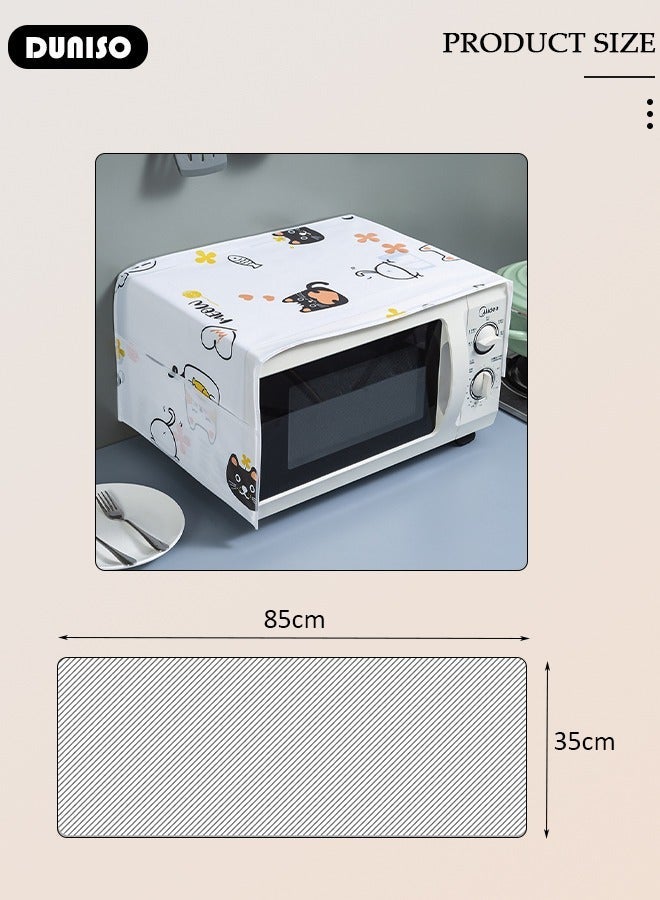 DUNISO Microwave Oven Dust Proof Cover Multi-Purpose Microwave Oven Top Cover with Side Storage Organizer Bags Microwave Oven Protector Dust and Oil Proof Cloth Decorative Kitchen Appliance Cover 85×35CM - Image 4