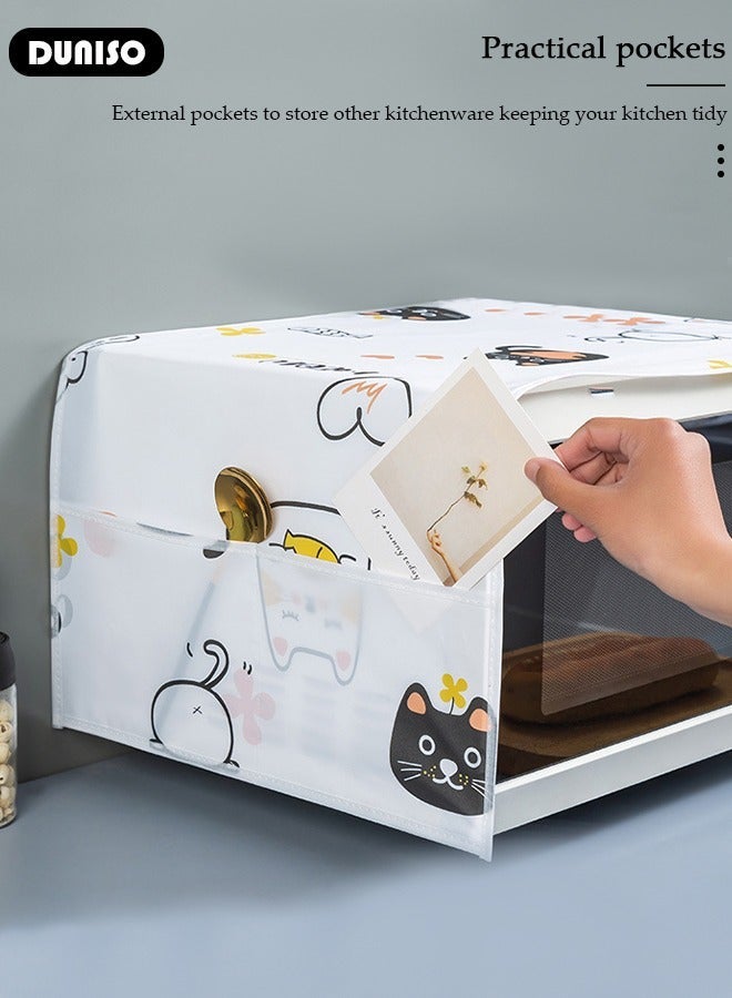 DUNISO Microwave Oven Dust Proof Cover Multi-Purpose Microwave Oven Top Cover with Side Storage Organizer Bags Microwave Oven Protector Dust and Oil Proof Cloth Decorative Kitchen Appliance Cover 85×35CM - Image 2