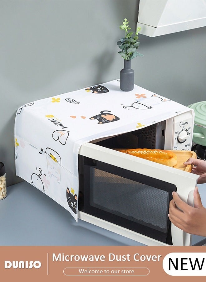 DUNISO Microwave Oven Dust Proof Cover Multi-Purpose Microwave Oven Top Cover with Side Storage Organizer Bags Microwave Oven Protector Dust and Oil Proof Cloth Decorative Kitchen Appliance Cover 85×35CM - Image 1