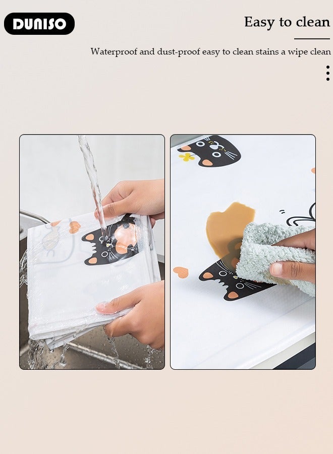 DUNISO Microwave Oven Dust Proof Cover Multi-Purpose Microwave Oven Top Cover with Side Storage Organizer Bags Microwave Oven Protector Dust and Oil Proof Cloth Decorative Kitchen Appliance Cover 85×35CM - Image 5