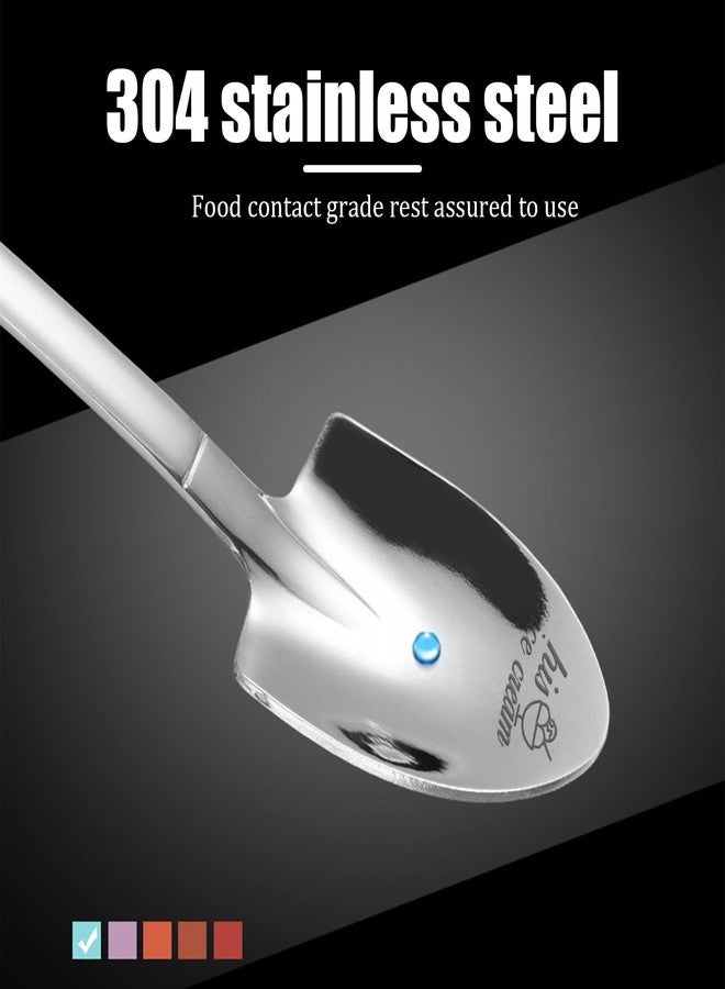 SNOMEL 2 Pcs Stainless Steel His and Hers Ice Cream Spoons, Metal Shovel Spoons Couple Gift for Tea, Dessert, Coffee, Fruit, Kitchen, Restaurant, Home, Party - Image 3