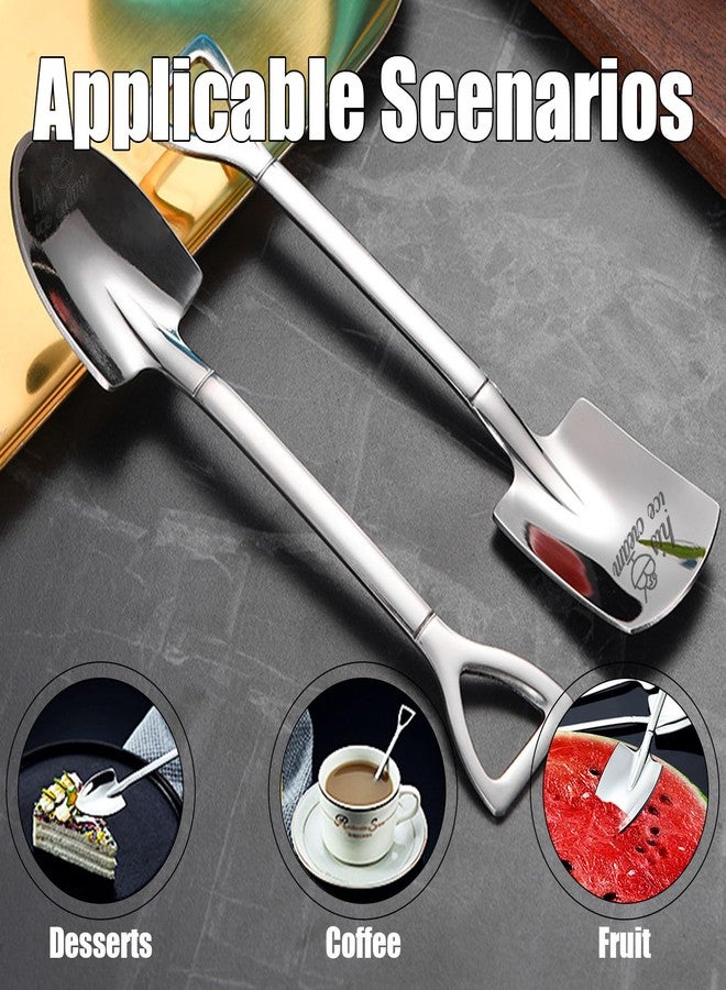 SNOMEL 2 Pcs Stainless Steel His and Hers Ice Cream Spoons, Metal Shovel Spoons Couple Gift for Tea, Dessert, Coffee, Fruit, Kitchen, Restaurant, Home, Party - Image 5