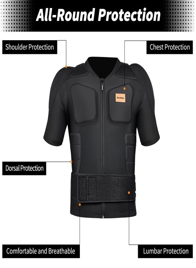 BenKen Men's Women's Professional Anti-Collision Sports Shirts, Protection of The Back, Motorcycle Protective Jacket for Skateboarding Skating Snowboarding Cycling (Black-Short Sleeves, S) - Image 4