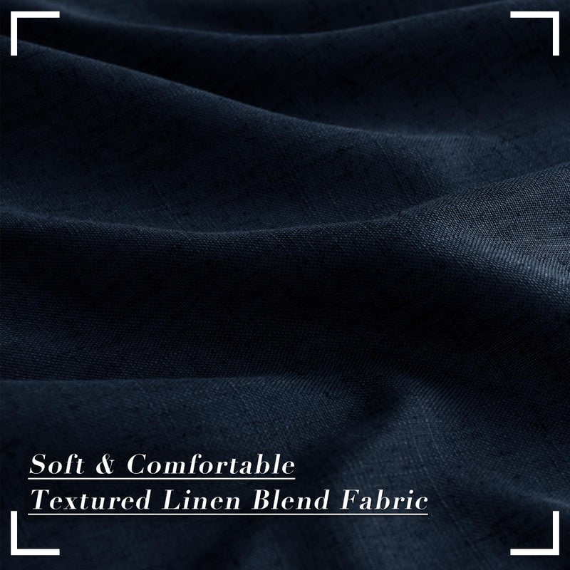 Joywell Linen Pinch Pleated Window Curtains 84 Inch Long Back Tab Clip Rings Semi Sheer Light Filtering Drapes with Hooks for Bedroom Living Room Decor W50 x L84 Navy Blue 2 Panels Set - Image 3