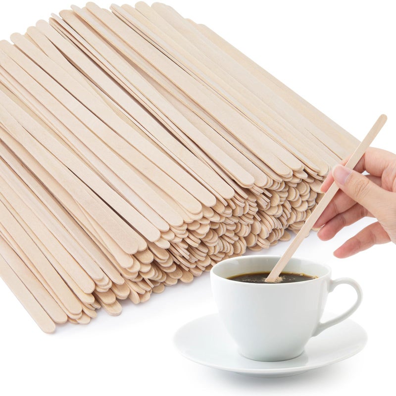 WISYOK 1000 PCS Coffee Stirrers, 5.5 Inch Premium Birch Wood Sticks, Smooth Round Ends, Splinter-Free Disposable Stir Sticks for Coffee, Cocktails, Office, Home, Coffee Bars - Image 1