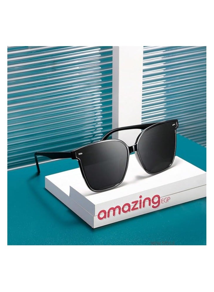 أمازينج. إي جي بي نظارات شمسية رجالية عصرية بإطار مربع، عدسات رمادية من الراتنج، إطار أسود من البولي كربونات، طراز ريترو - Image 5