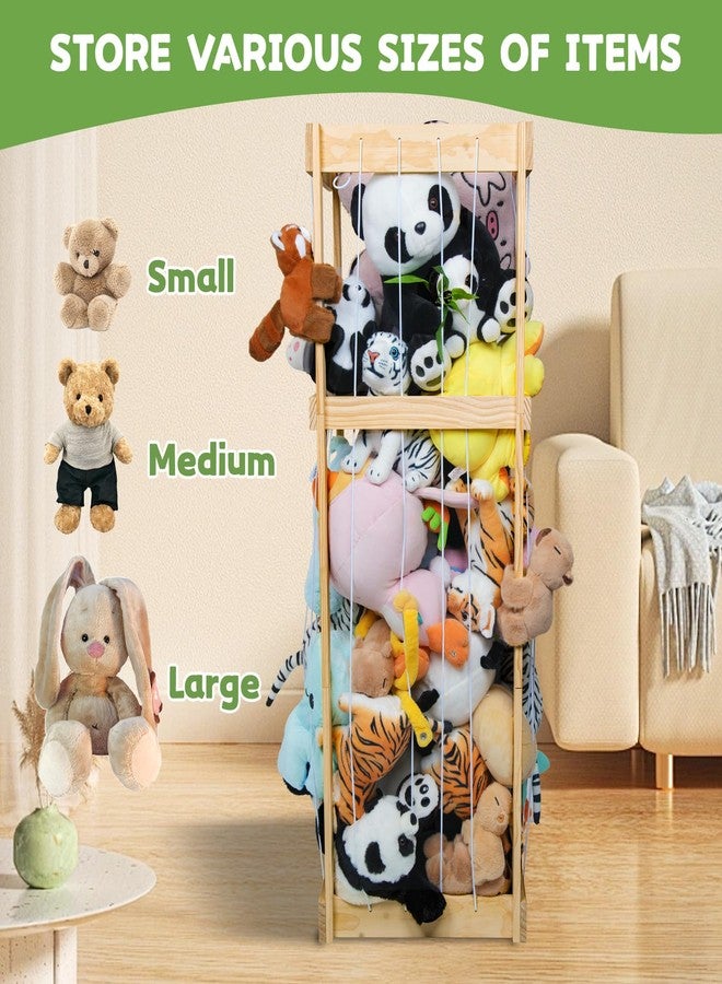 storenization Stuffed Animal Storage with Large Capacity, Stuffed Animal Zoo Toy Storage, Large Wood Plushies Storage Organizer for Kids Room Nursery Play Room Bedroom - Image 4