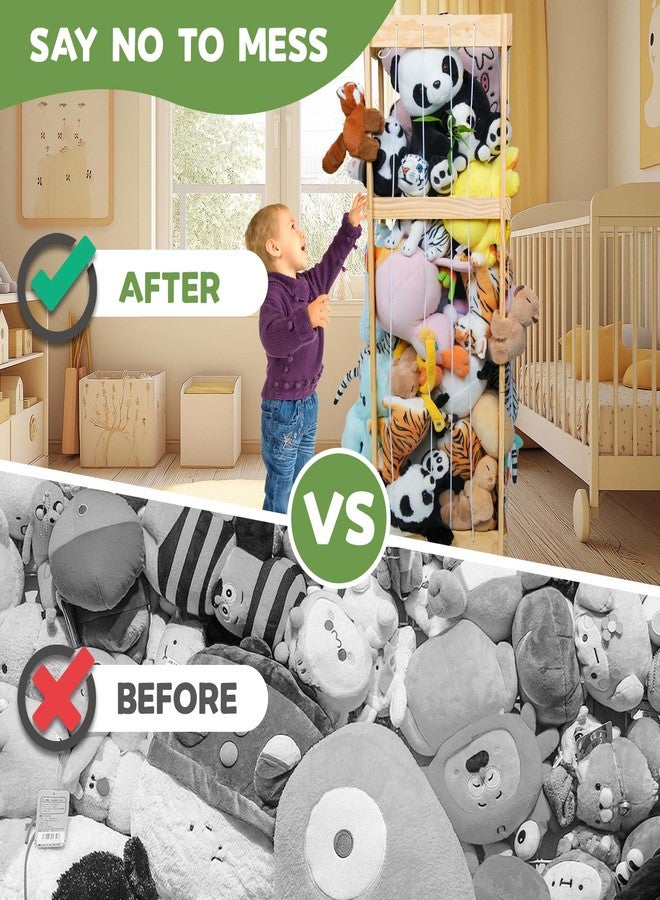 storenization Stuffed Animal Storage with Large Capacity, Stuffed Animal Zoo Toy Storage, Large Wood Plushies Storage Organizer for Kids Room Nursery Play Room Bedroom - Image 5