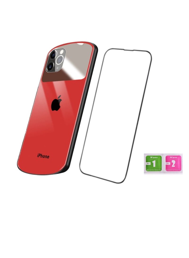 Kannzz Glass Phone Case for iPhone, Makeup Mirror Back Cover with Screen Guard - Image 1