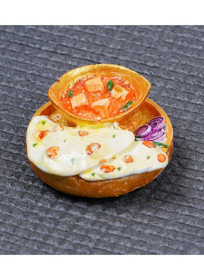 DT DECTONE Ethnic Karigari Combo Pack of 3 Fridge Magnet Shahi Paneer with Naan, Chole Bhathure, Chicken Miniature Food 3D Fridge Magnet Best Souvenir Gift 100% Made in India  - Image 3