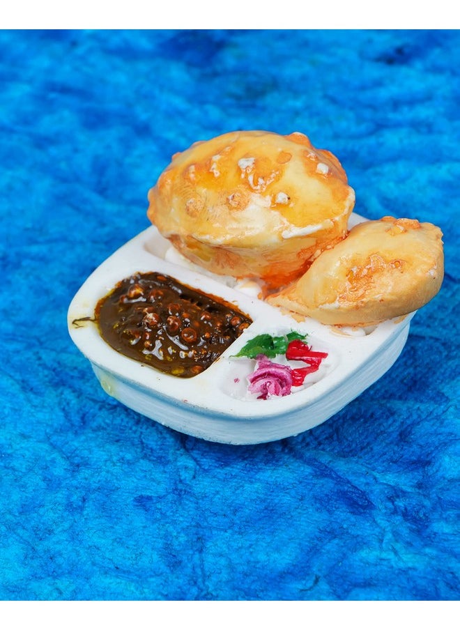 DT DECTONE Ethnic Karigari Combo Pack of 3 Fridge Magnet Shahi Paneer with Naan, Chole Bhathure, Chicken Miniature Food 3D Fridge Magnet Best Souvenir Gift 100% Made in India  - Image 4