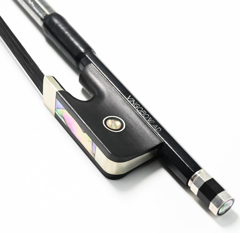 VINGOBOW Carbon Fiber Cello Bow 3/4 Size 100CB for Professional Player Parisian Eyes Ebony Frog Unbleached Mongolian Black Horse Hair Pernambuco Performance Powerful and Wild Tone - Image 5