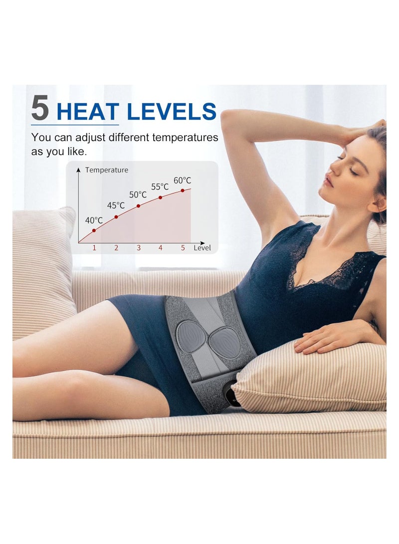 SOLARAE Heat Pad, Cordless Heat Pad, for Back Pain Relief, Portable Fast Heating Pad, with 5 Temperature Setting Massage Belt, Heat Belt Back, for Abdominal Neck Shoulder Pain Relief Women Men - Image 5