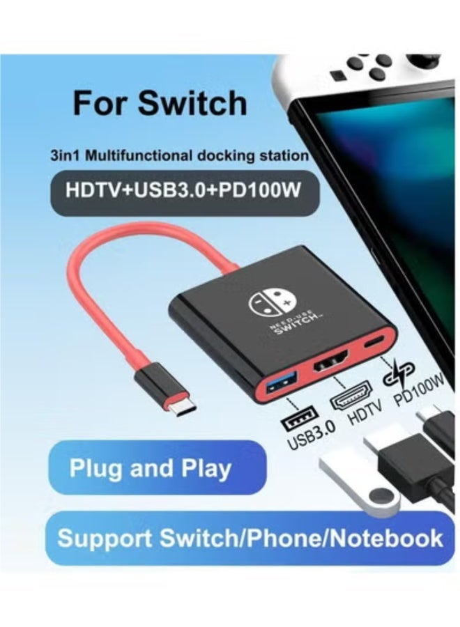 Happy Time Switch 2 Dock for Nintendo Switch Docking Station, Upgrade for Nintendo Switch TV Adapter with 4K@ 60Hz HDMI USB 3.0 and 100W PD Port, Portable Travel Dock for Switch 2/OLED MacBook Steam Deck - Image 5
