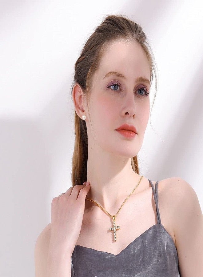 U7 Pearl Earrings for Women 18k Gold Plated Surgical Stainless Steel Post Industrial Ball Stud Earrings 3 Pairs Pack - Image 3