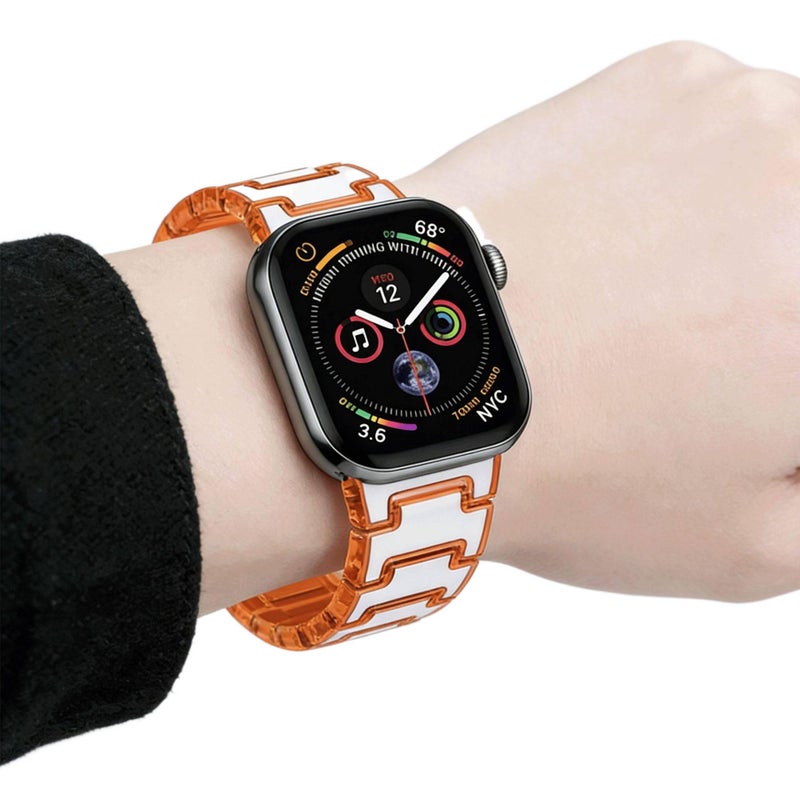 AD سوار ساعة ذكية سوار راتنج متوافق مع Apple Watch بملاءمة قابلة للتعديل وحزام بديل للاستخدام اليومي باللون أبيض قابل للتعديل باللون الأبيض - Image 1