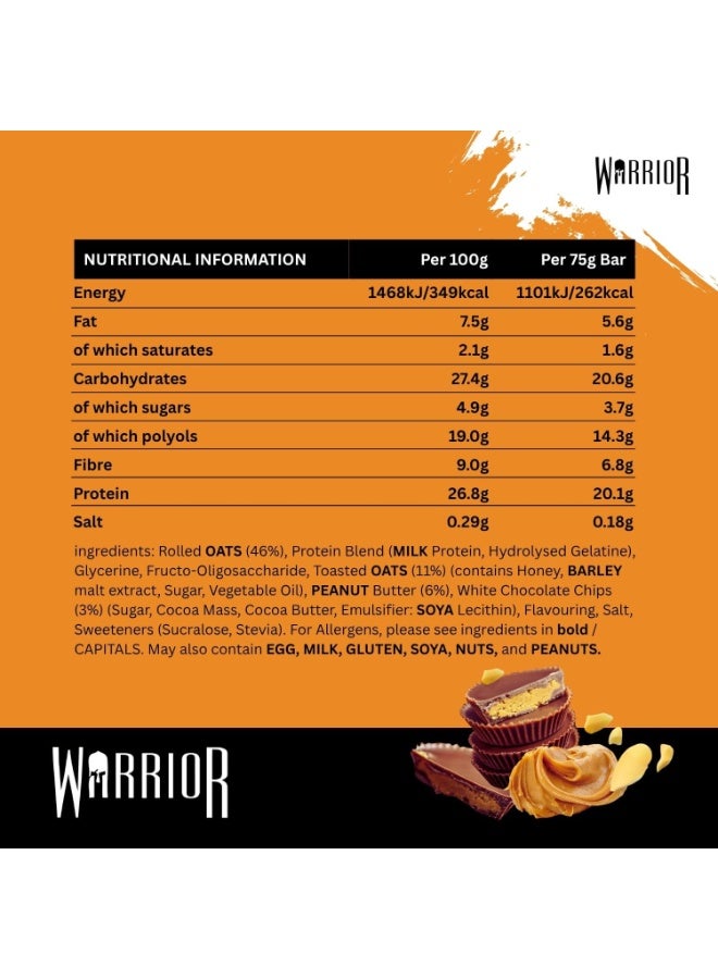 Warrior Raw Protein Flapjack Chocolate Peanut Butter 12 x 75g - Image 2