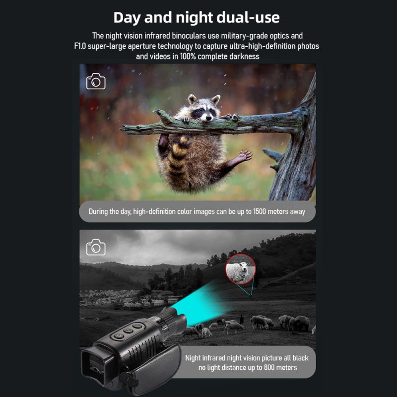 Infrared Night Vision Goggles 1.54-Inch TFT Screen 10x Digital Zoom Night Vision Binoculars - 2.5K Video 10MP Pixels Monocular for Day and Night Use - Image 3