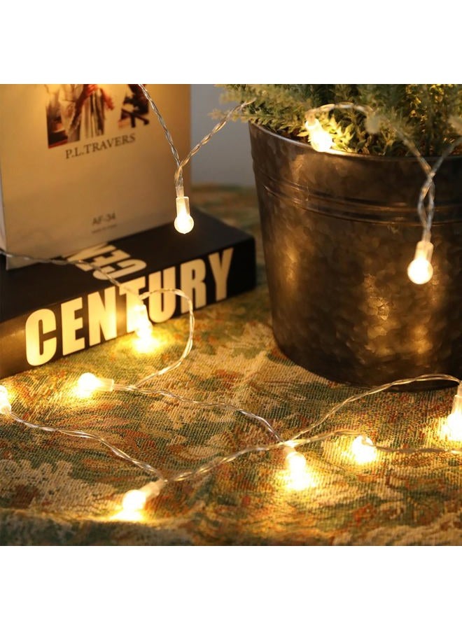 Vigdur Globe String Lights - Cute Decorative String Lights Battery Operated with 20 Mini Bead Bulbs, Indoor String Lights for Outside Backyard Porch Balcony Party(Clear) - Image 2