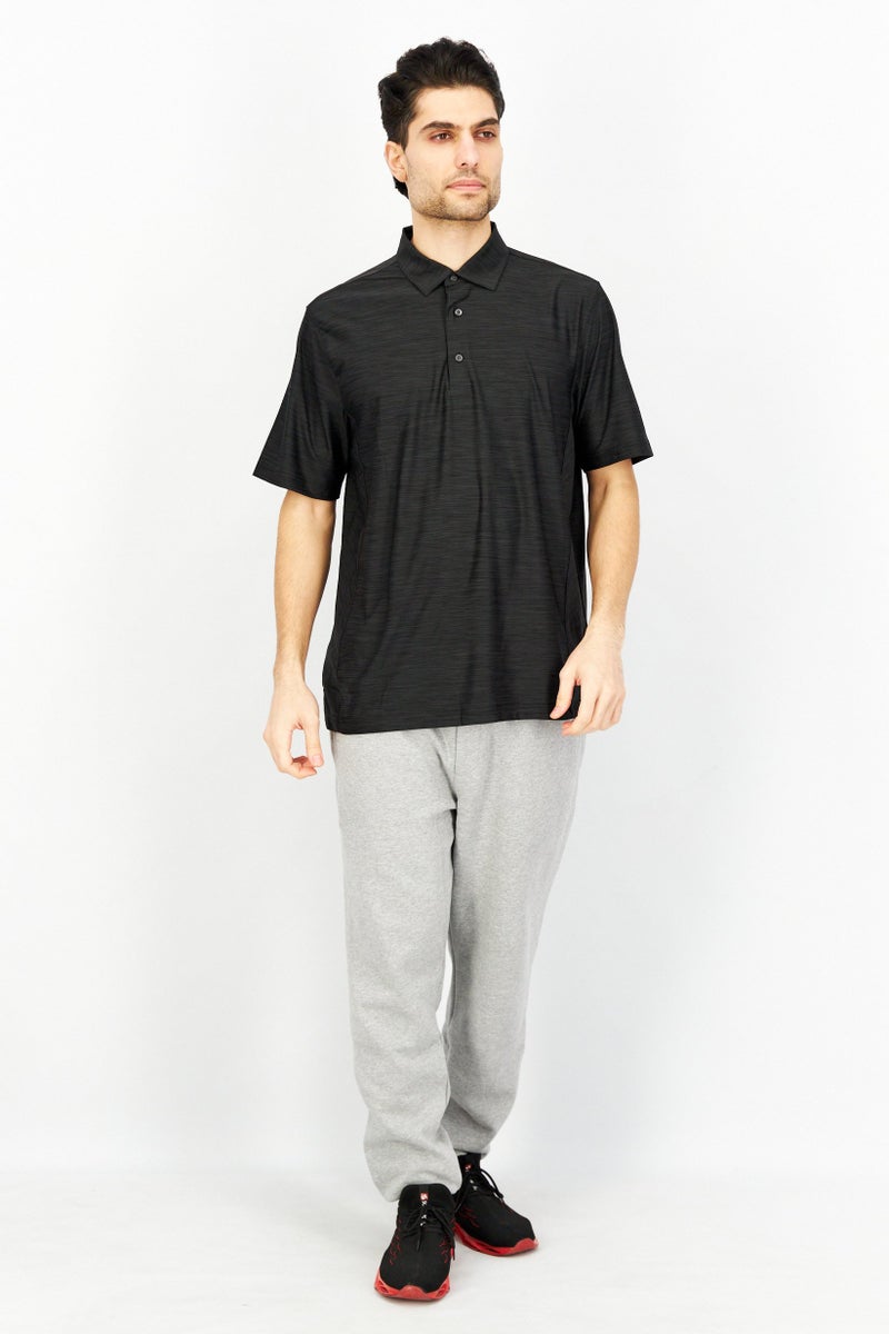 Greg Norman Men Regular Fit Heather Short Sleeves Polo Shirt, Black - Image 4