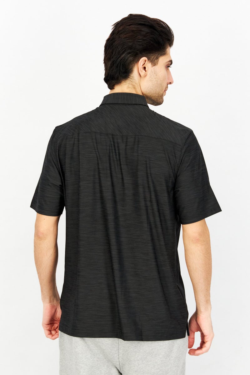 Greg Norman Men Regular Fit Heather Short Sleeves Polo Shirt, Black - Image 3