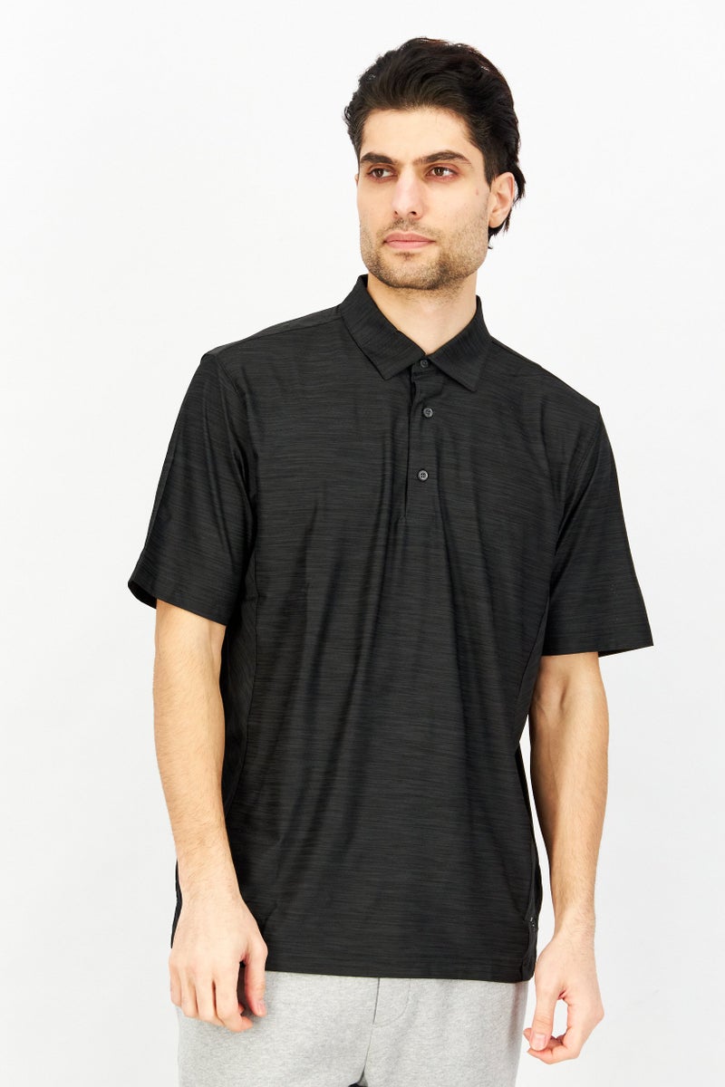 Greg Norman Men Regular Fit Heather Short Sleeves Polo Shirt, Black - Image 1