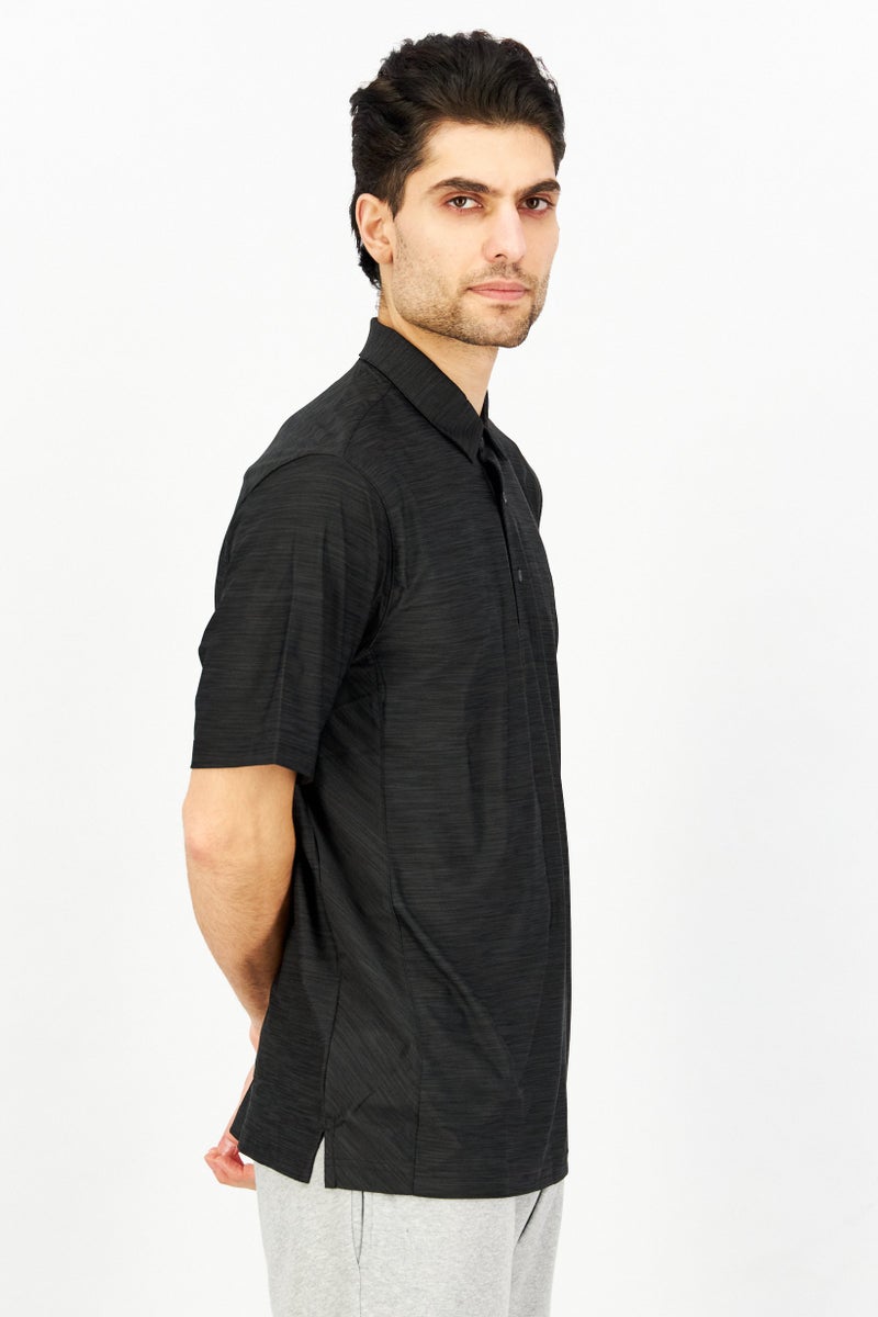 Greg Norman Men Regular Fit Heather Short Sleeves Polo Shirt, Black - Image 2