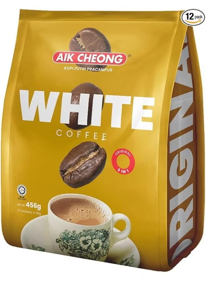 آيك تشيونغ ٣ في ١ قهوة بيضاء (قهوة بيضاء جاهزة للتحضير) أصلية (١٢ كيسًا) ٤٥٦ غرامًا