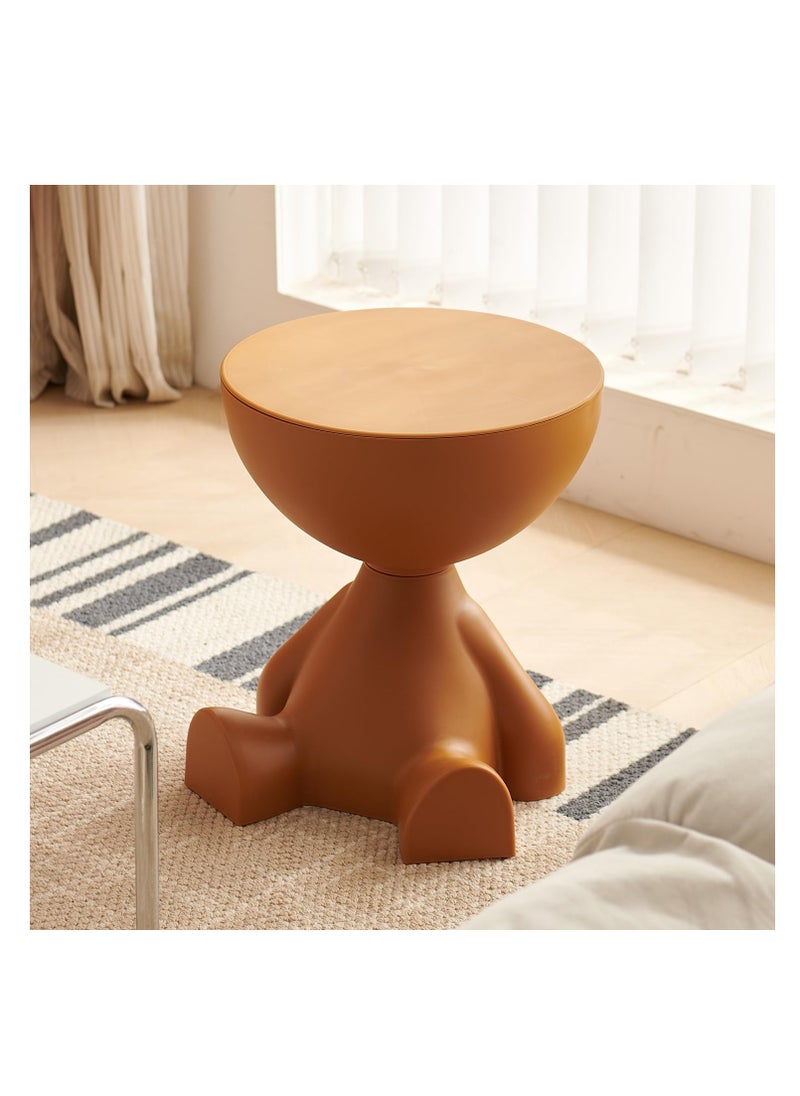 XiuWoo - Side Table, Circle Coffee Table, Cute Sofa End Table Nightstand, Small End Table Accent Balcony Office, Modern Bedside Home Decor for Living Room, Bedroom, Small Spaces, Easy Assembly, Orange - Image 1