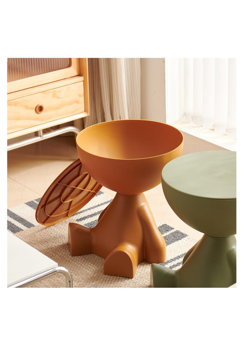 XiuWoo - Side Table, Circle Coffee Table, Cute Sofa End Table Nightstand, Small End Table Accent Balcony Office, Modern Bedside Home Decor for Living Room, Bedroom, Small Spaces, Easy Assembly, Orange - Image 1