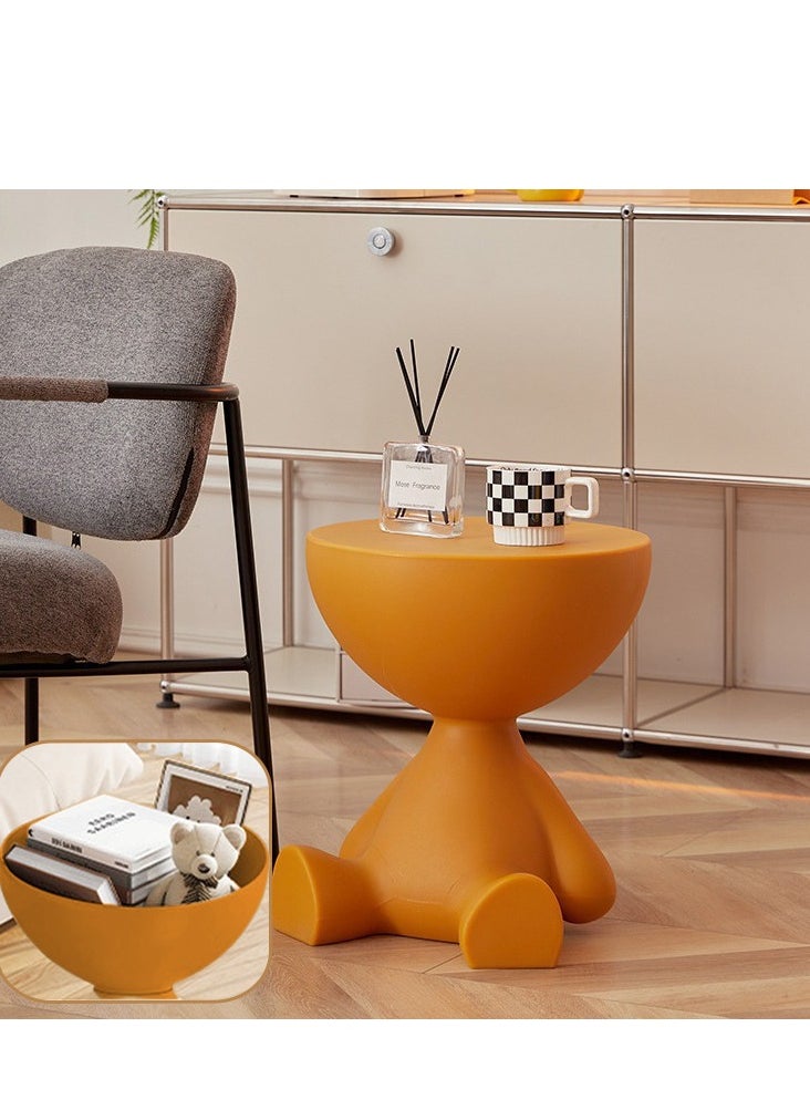 XiuWoo - Side Table, Circle Coffee Table, Cute Sofa End Table Nightstand, Small End Table Accent Balcony Office, Modern Bedside Home Decor for Living Room, Bedroom, Small Spaces, Easy Assembly, Orange - Image 1