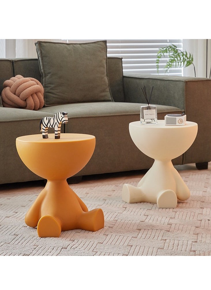 XiuWoo - Side Table, Circle Coffee Table, Cute Sofa End Table Nightstand, Small End Table Accent Balcony Office, Modern Bedside Home Decor for Living Room, Bedroom, Small Spaces, Easy Assembly, Orange - Image 1