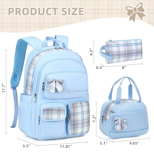 KIDNUO School Backpacks for Teen,Cute College Bags for Women Students Large Bookbag 15.6 Inch Laptop School Bag Kids Kindergarten Elementary Casual Travel Daypacks Backpack for Girls Blue - Image 4