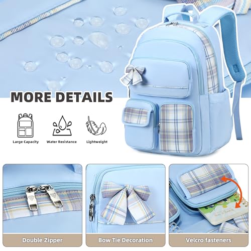 KIDNUO School Backpacks for Teen,Cute College Bags for Women Students Large Bookbag 15.6 Inch Laptop School Bag Kids Kindergarten Elementary Casual Travel Daypacks Backpack for Girls Blue - Image 5