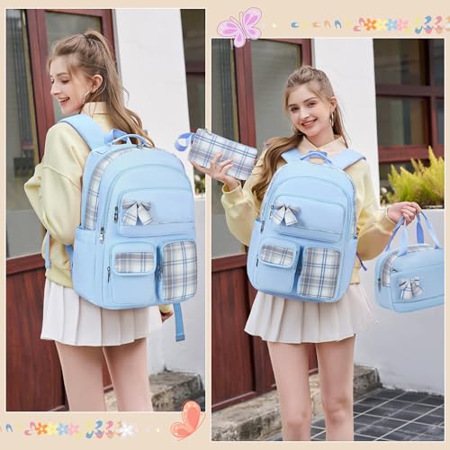 KIDNUO School Backpacks for Teen,Cute College Bags for Women Students Large Bookbag 15.6 Inch Laptop School Bag Kids Kindergarten Elementary Casual Travel Daypacks Backpack for Girls Blue - Image 2