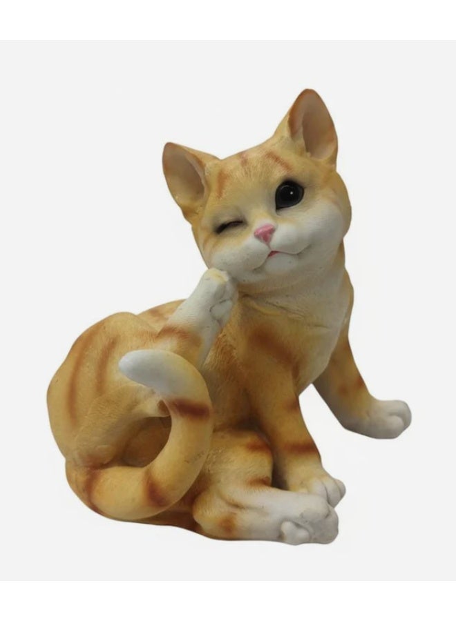 AKDC Polyresin Orange Cat Figurine – Lifelike Animal Home Décor Statue 17 cm - Image 2