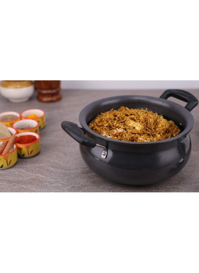 VINOD Vinod Black Pearl Hard Anodised Non Stick Handi with Lid - 3 Litre, Junior | 3.25mm Thickness | Biryani Pot | Metal Spoon Friendly | 2 Year Warranty | Toxin Free - Black  - Image 2