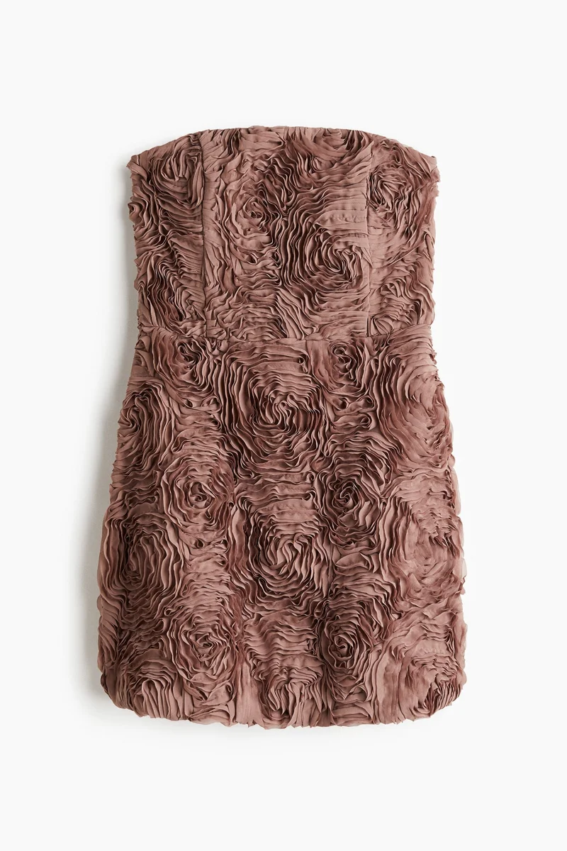 اتش اند ام فستان قصير بدون حمالات مزين بزخارف